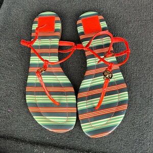 Tory Burch Emmy Patent Stiped Sandal